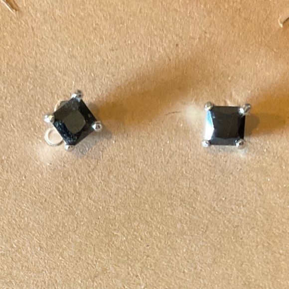Pierced Black Spinel Stud Earrings - Picture 1 of 2